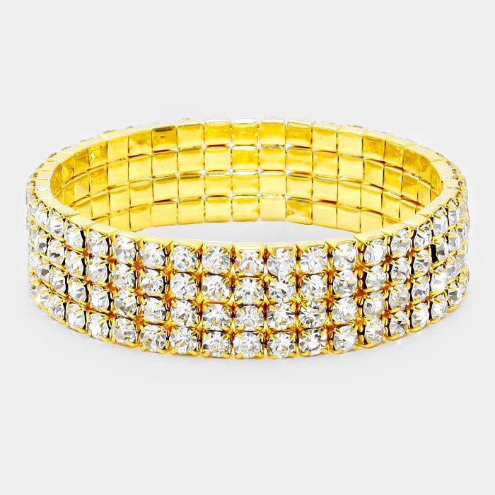 iLLASPARKZ 4-ROW Rhinestone Stretch Evening Bracelet