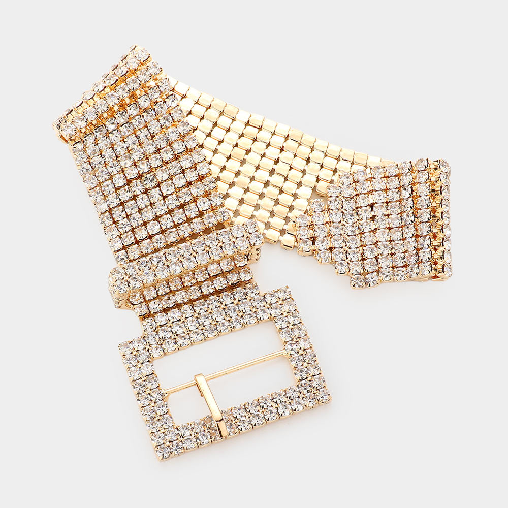 iLLASPARKZ Rhinestone Pave Belt Buckle Style Evening Bracelet