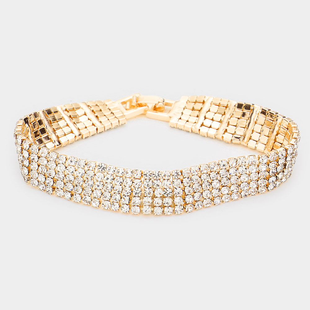 iLLASPARKZ 5Rows Rhinestone Evening Bracelet