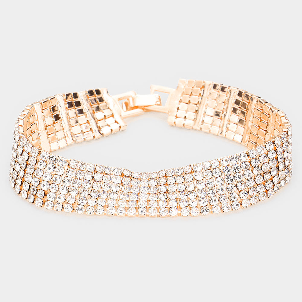 iLLASPARKZ 6Rows Rhinestone Evening Bracelet