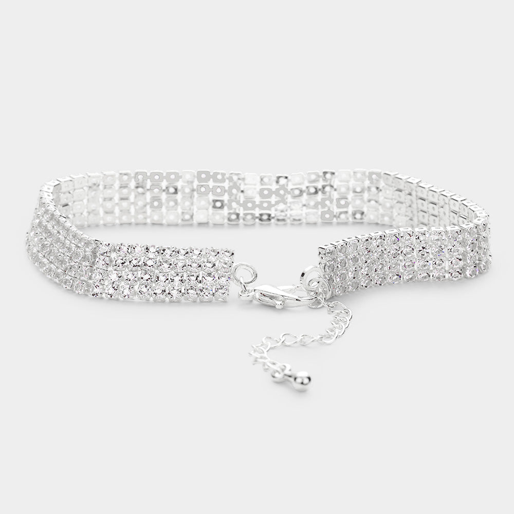 iLLASPARKZ 4 Row Crystal Rhinestone Embellished Tennis Evening Bracelet