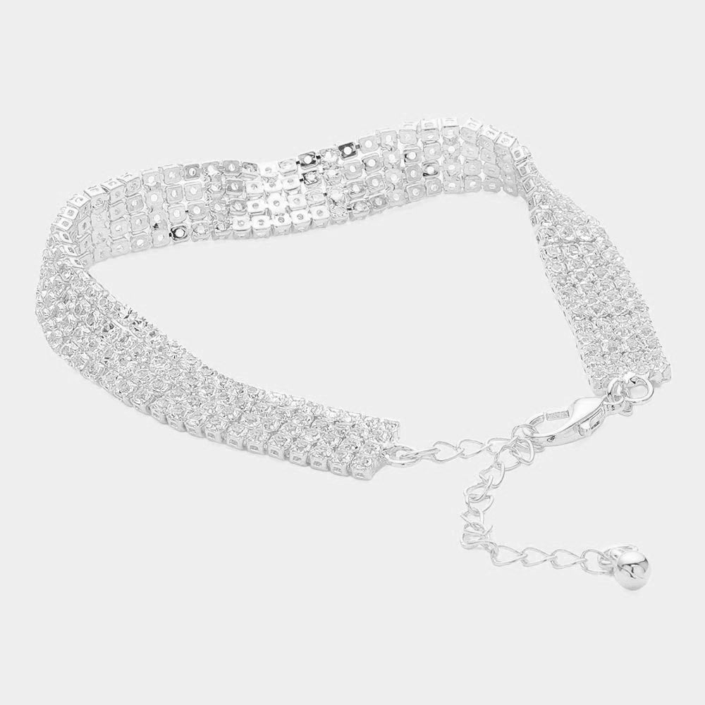 iLLASPARKZ 4 Row CZ Stone Embellished Tennis Evening Bracelet