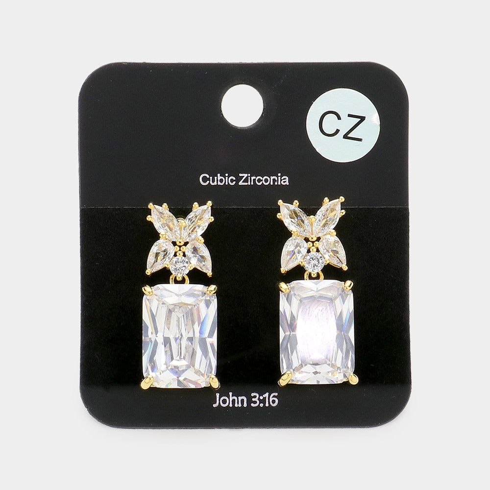 iLLASPARKZ CZ Rectangle Stone Dangle Evening Earrings