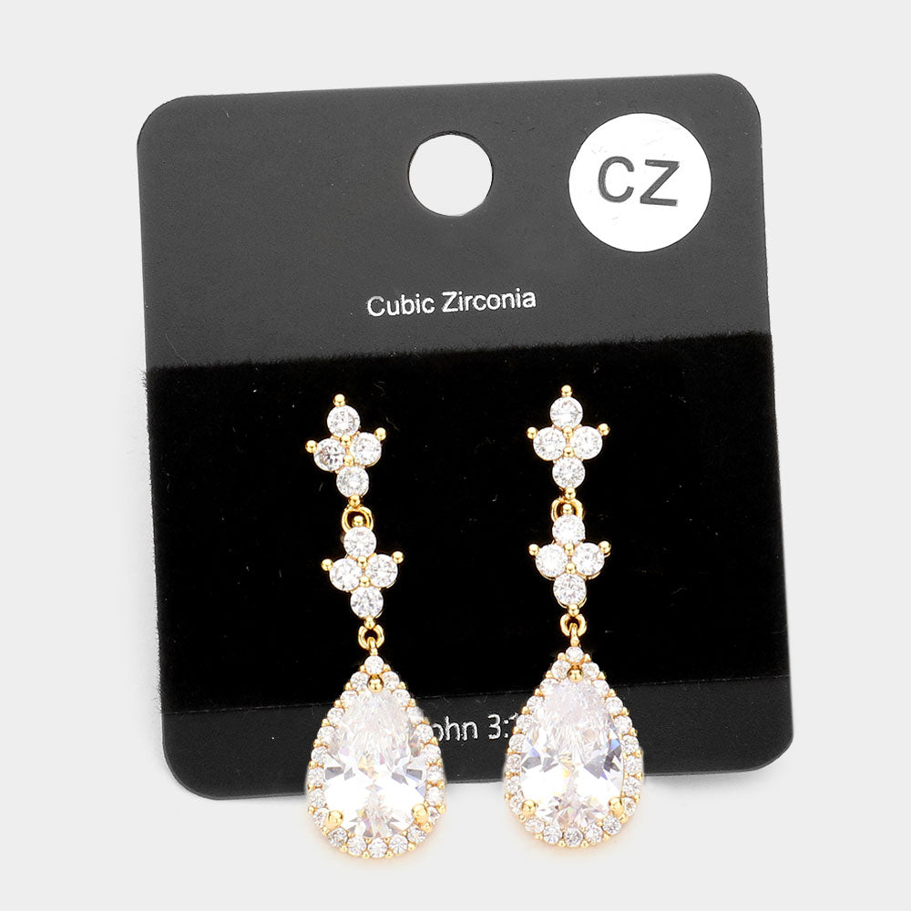 iLLASPARKZ CZ Teardrop Accented Dangle Evening Earrings