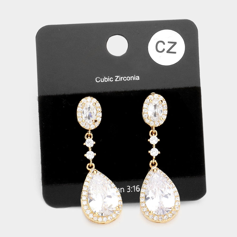 iLLASPARKZ CZ Teardrop Accented Dangle Evening Earrings