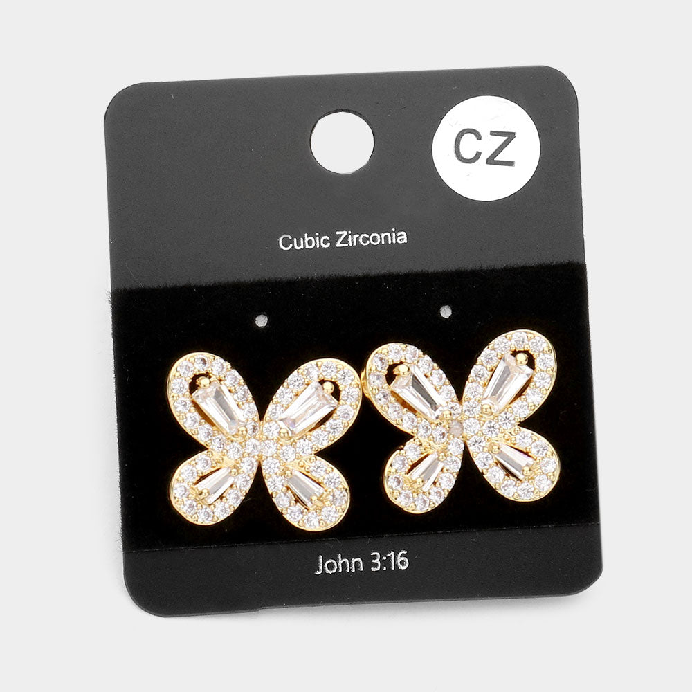 iLLASPARKZ CZ Butterfly Evening Earrings