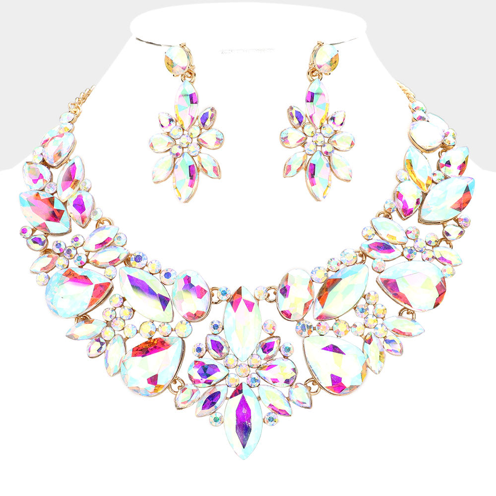 iLLASPARKZ Multi Stone Cluster Evening Necklace