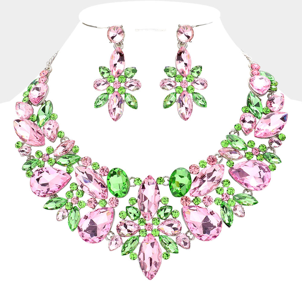 iLLASPARKZ Multi Stone Cluster Evening Necklace