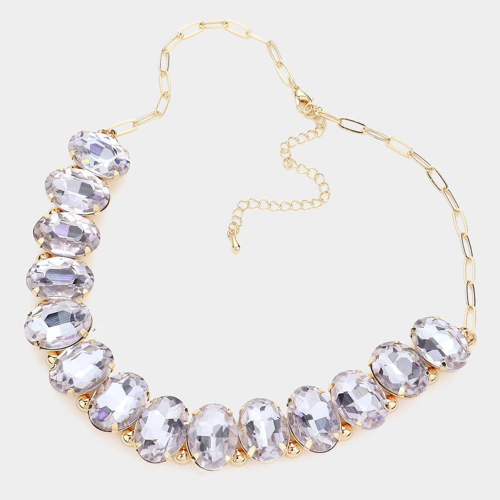 iLLASPARKZ Oval Stone Evening Necklace