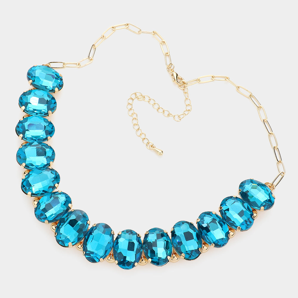 iLLASPARKZ Oval Stone Evening Necklace