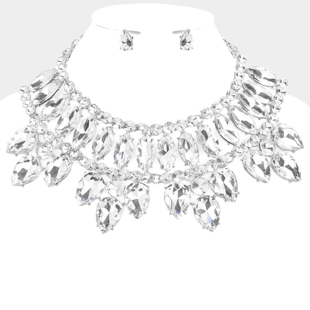 iLLASPARKZ Multi Stone Cluster Evening Necklace