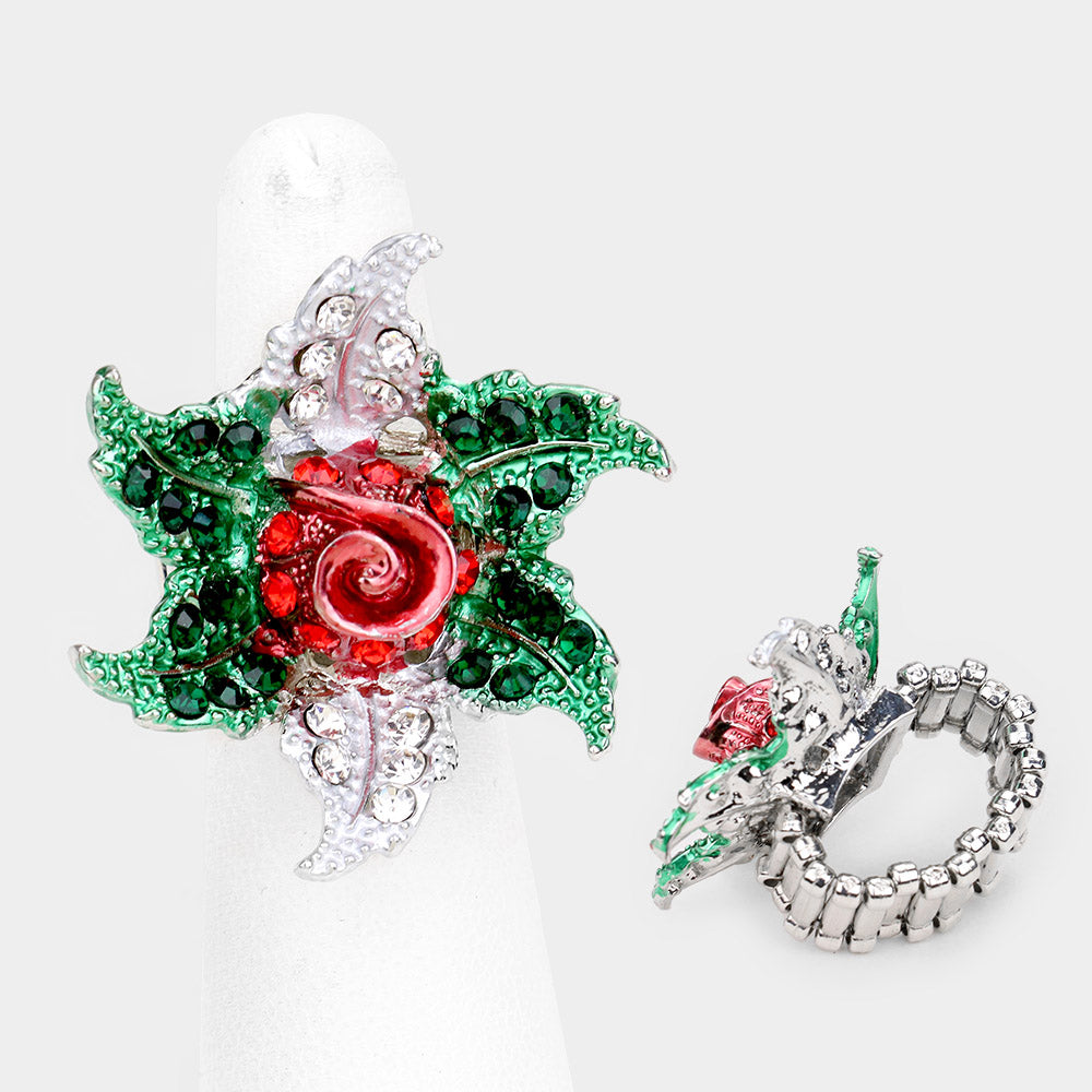 iLLASPARKZ Rhinestone Christmas Flower Collar Evening Necklace Set