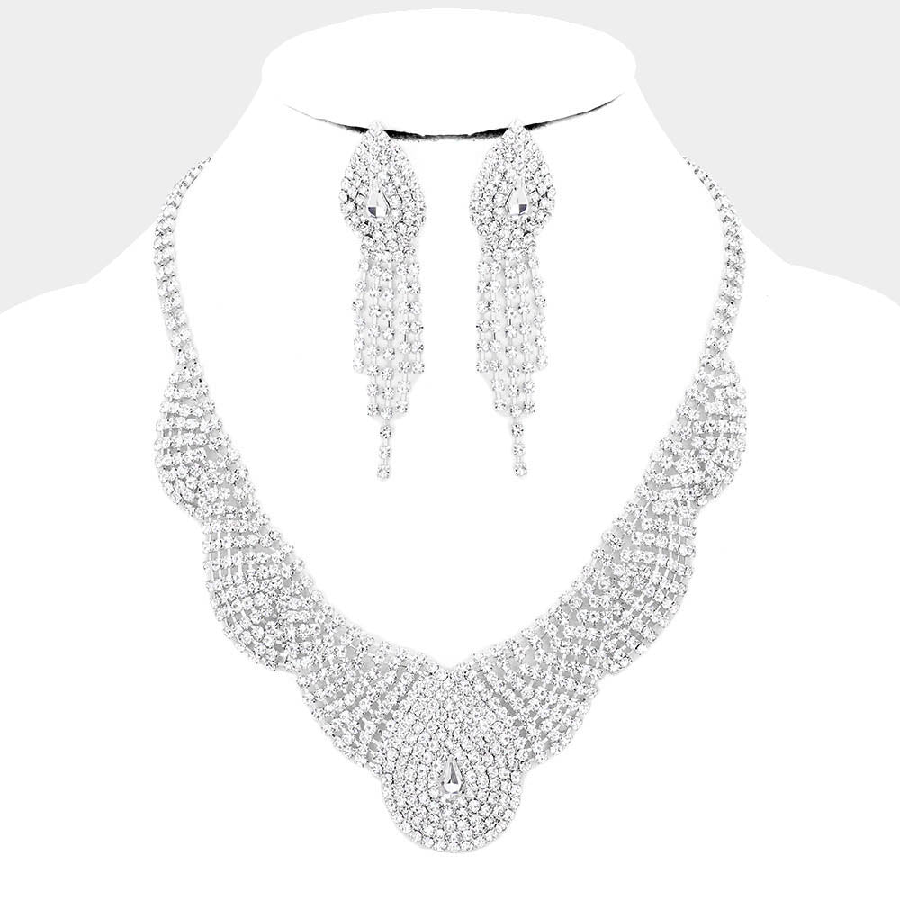 iLLASPARKZ Crystal Rhinestone Pave Collar Evening Necklace