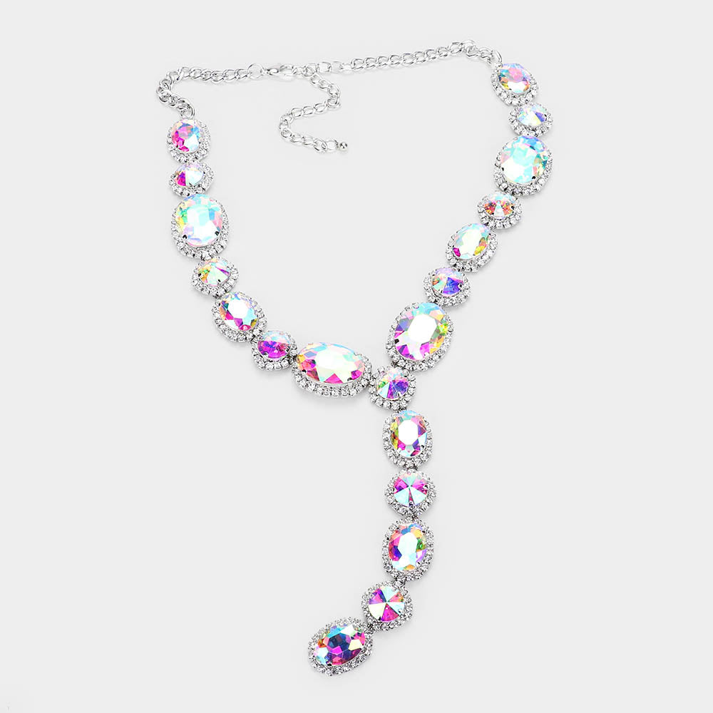 iLLASPARKZ Glass Crystal Rhinestone Y Evening Necklace