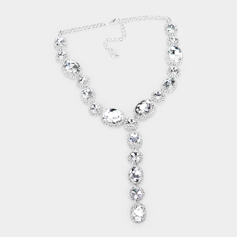 iLLASPARKZ Glass Crystal Rhinestone Y Evening Necklace