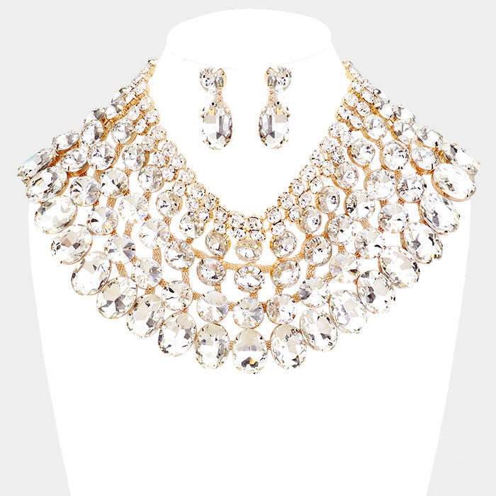 iLLASPARKZ Crystal Glass Bib Statement Necklace