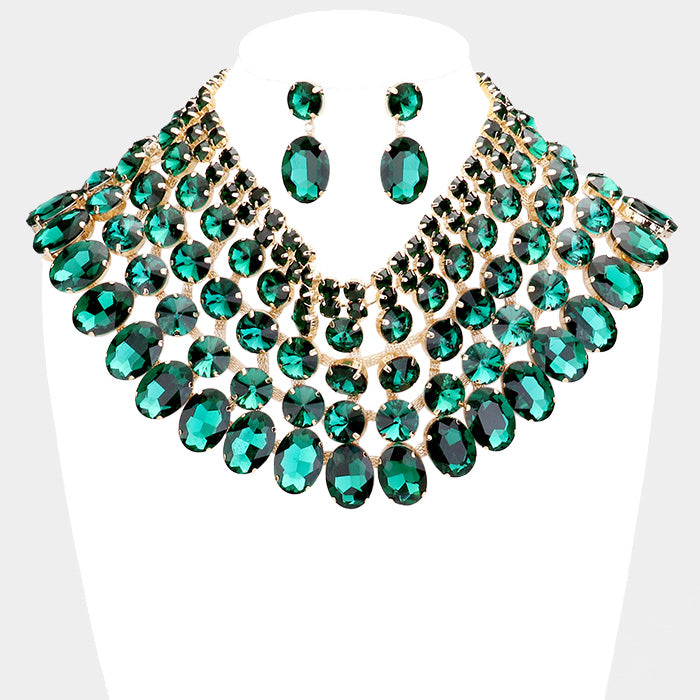 iLLASPARKZ Crystal Glass Bib Statement Necklace