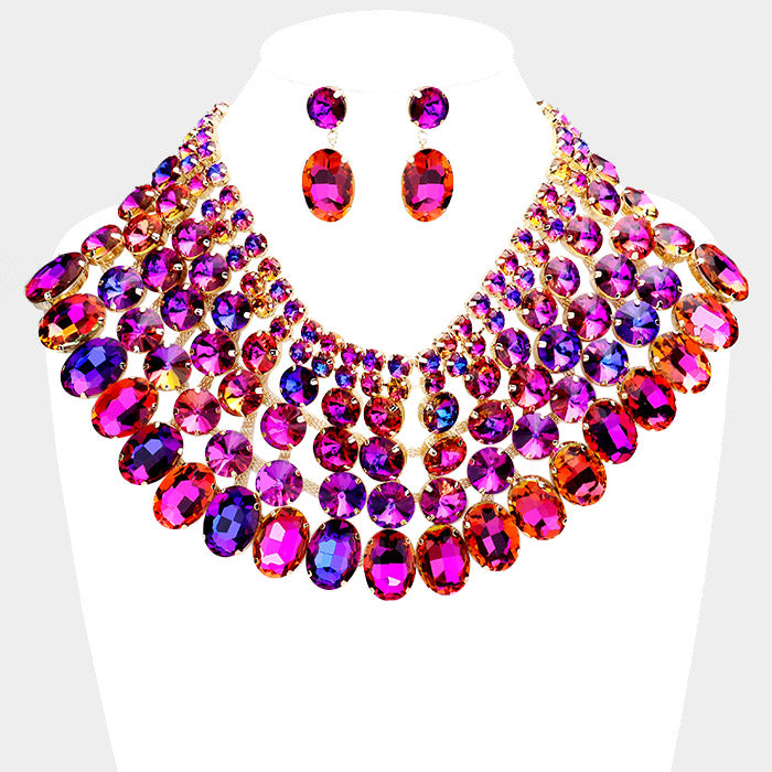 iLLASPARKZ Crystal Glass Bib Statement Necklace