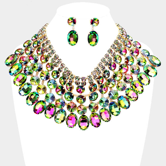 iLLASPARKZ Crystal Glass Bib Statement Necklace