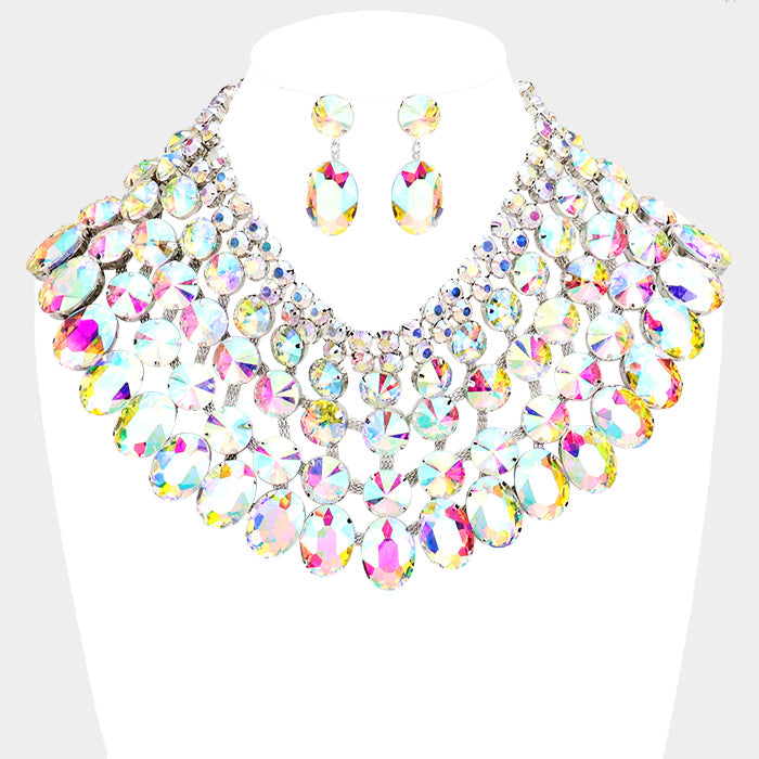 iLLASPARKZ Crystal Glass Bib Statement Necklace