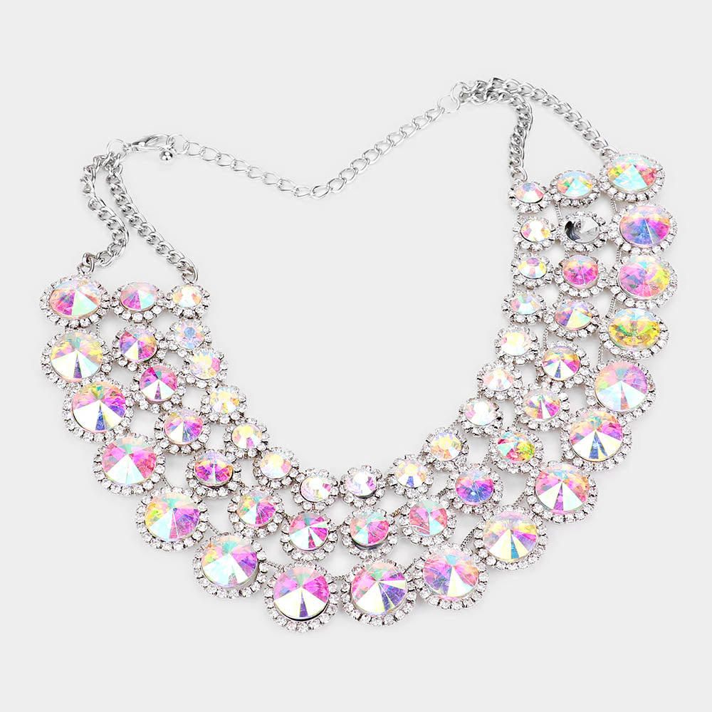 iLLASPARKZ Crystal Pave Trim Round Evening Necklace