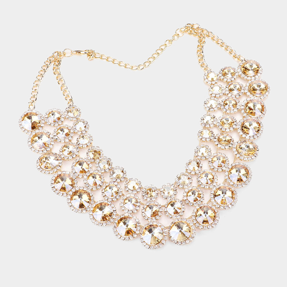 iLLASPARKZ Crystal Pave Trim Round Evening Necklace