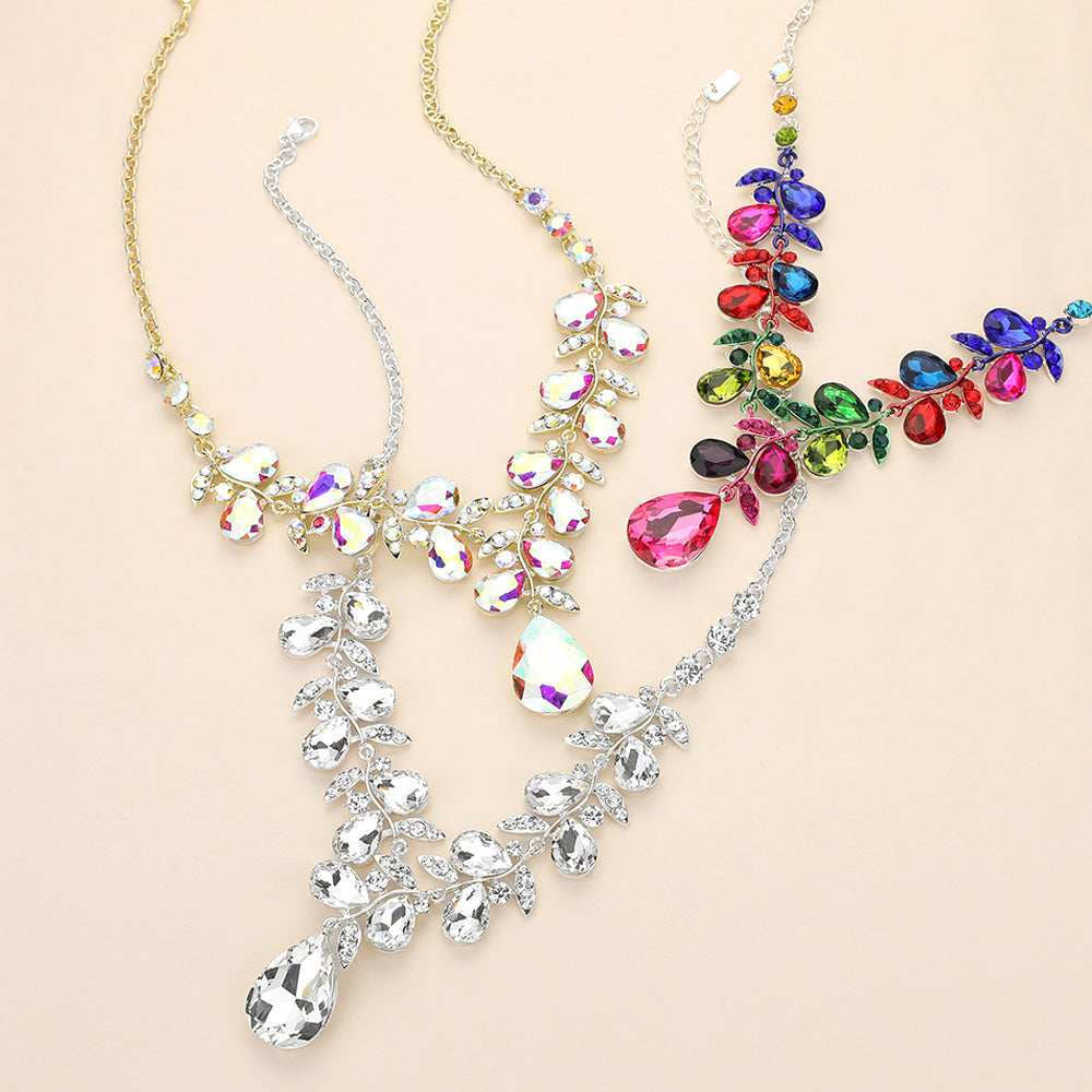 iLLASPARKZ Teardrop Cluster Embellished Pendant Evening Necklace