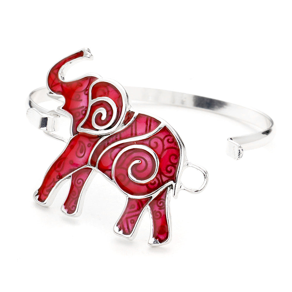 iLLASPARKZ Boho Pattern Detail Metal Elephant Hook Bracelet