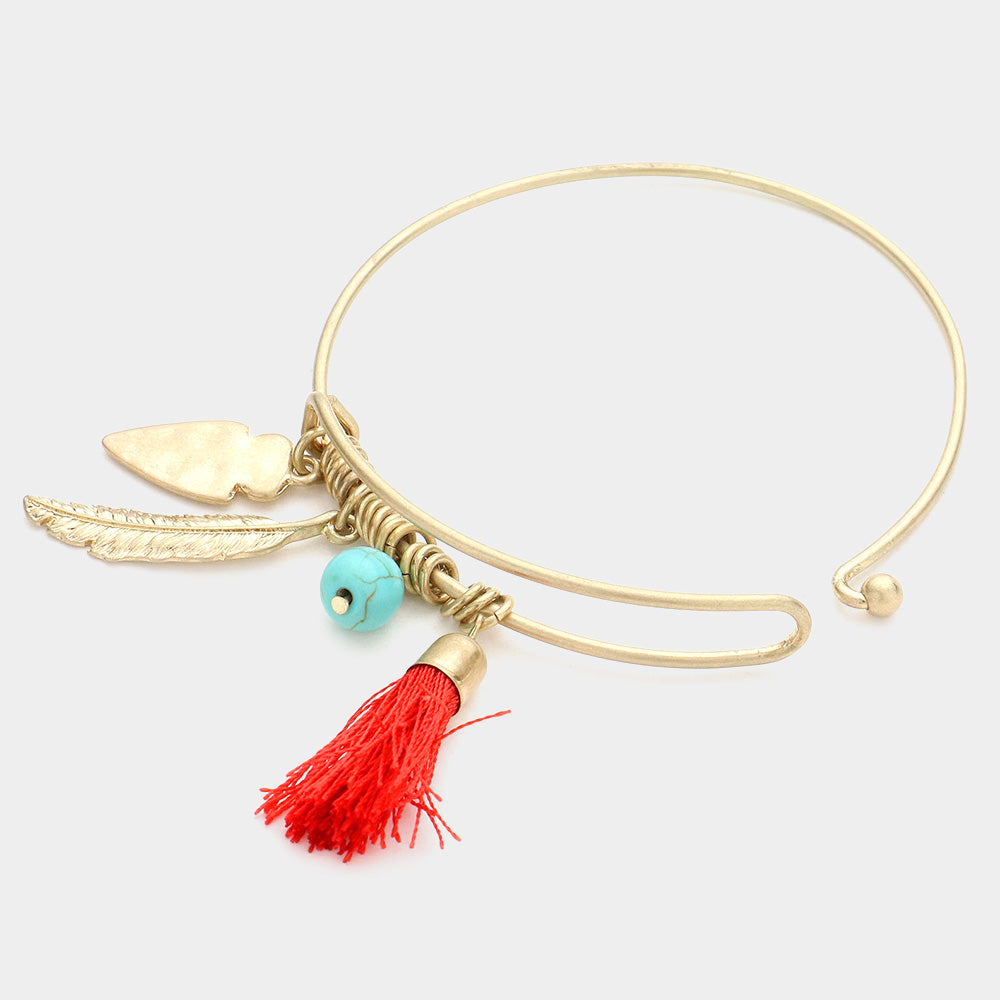 iLLASPARKZ Feather Tassel Charm Bracelet