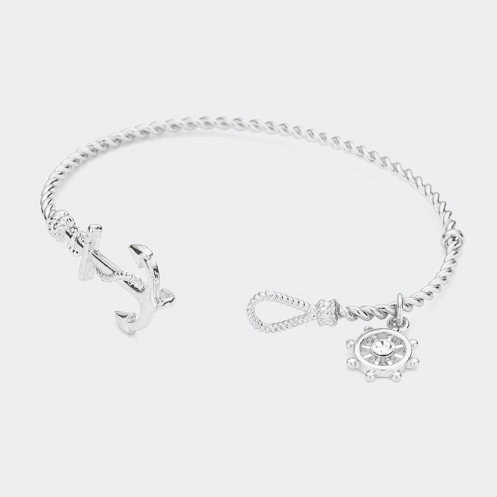 iLLASPARKZ Nautical Anchor Helm Charm Hook Bracelet