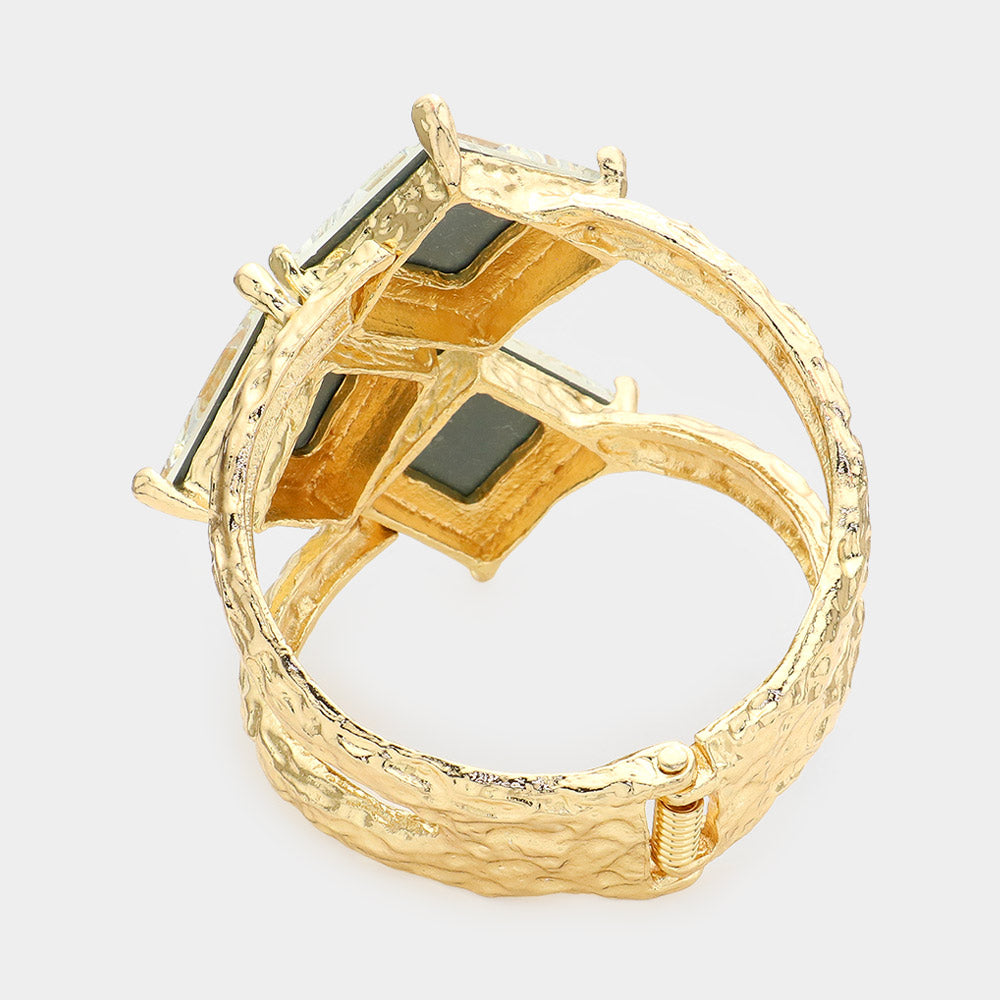 iLLASPARKZ Triple Square Stone Hinged Bracelet