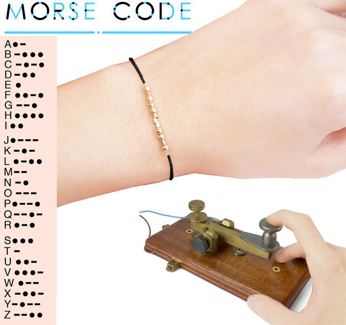 iLLASPARKZ AMOR FATI Message Morse Code Adjustable Cinch Pull Tie Bracelet