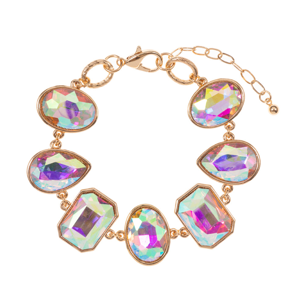 iLLASPARKZ Oval Teardrop Square Crystal Stone Cluster Charm Bracelet