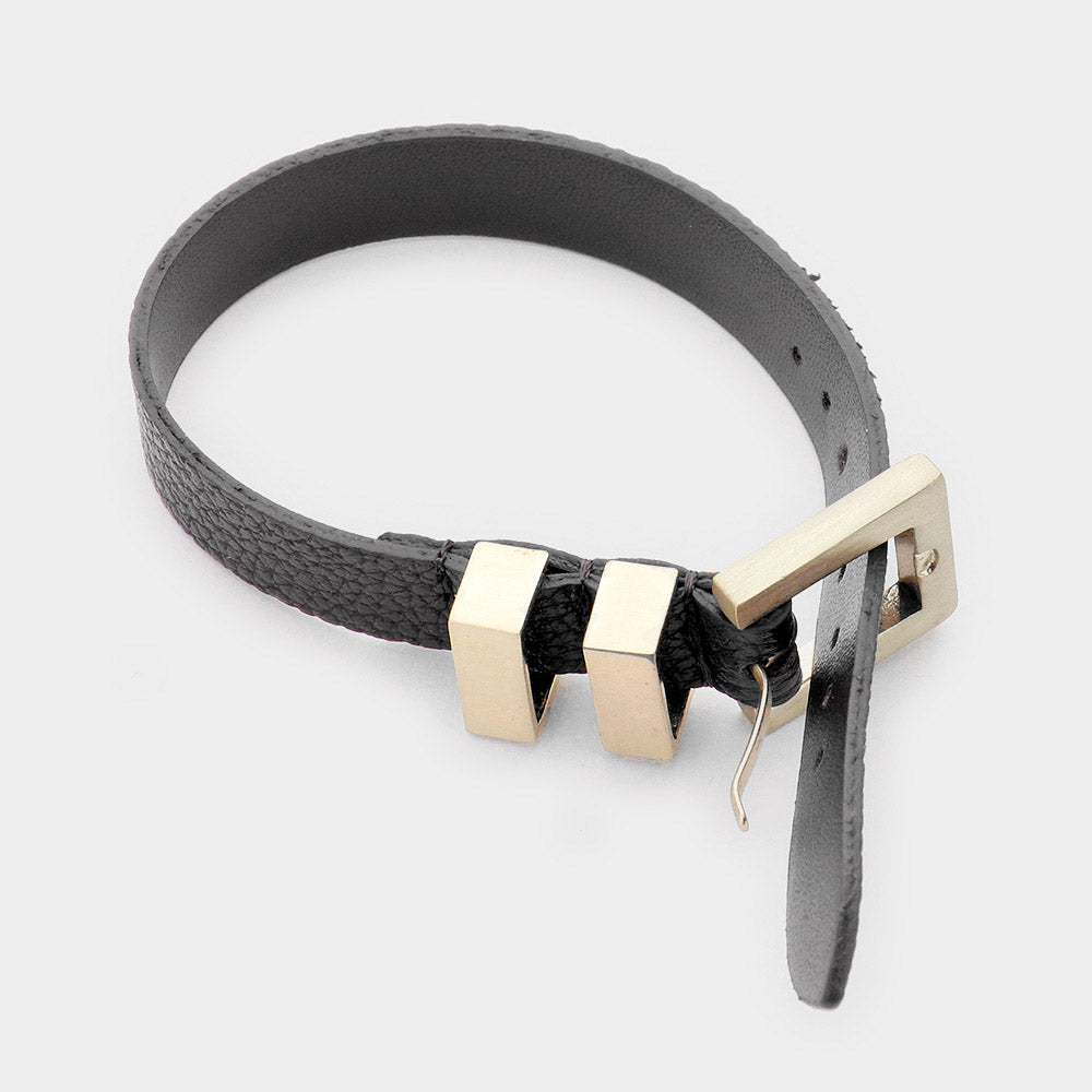 iLLASPARKZ Faux Leather Belt Buckle Wrap Bracelet