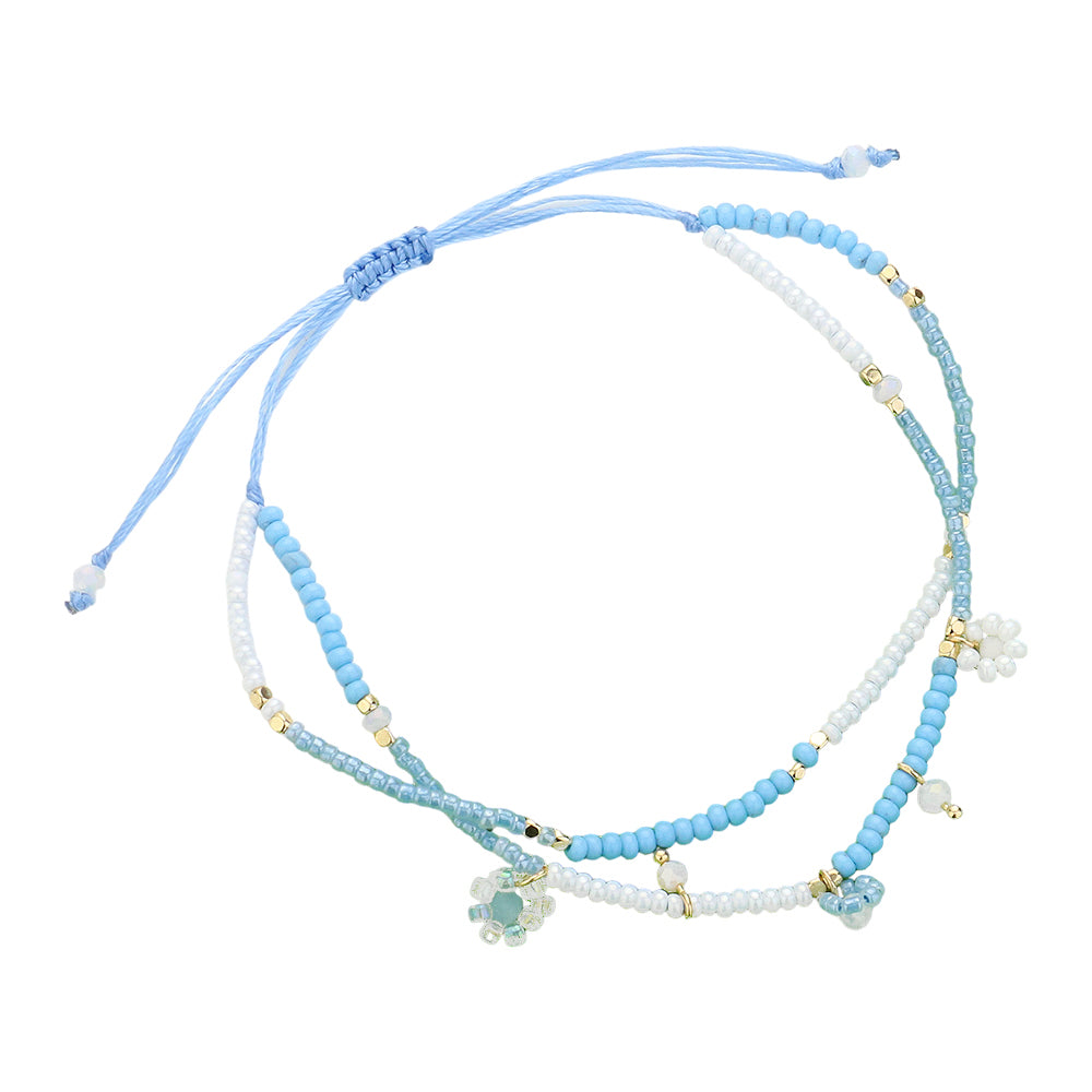 iLLASPARKZ Flower Beaded Cinch Pull Tie Bracelet