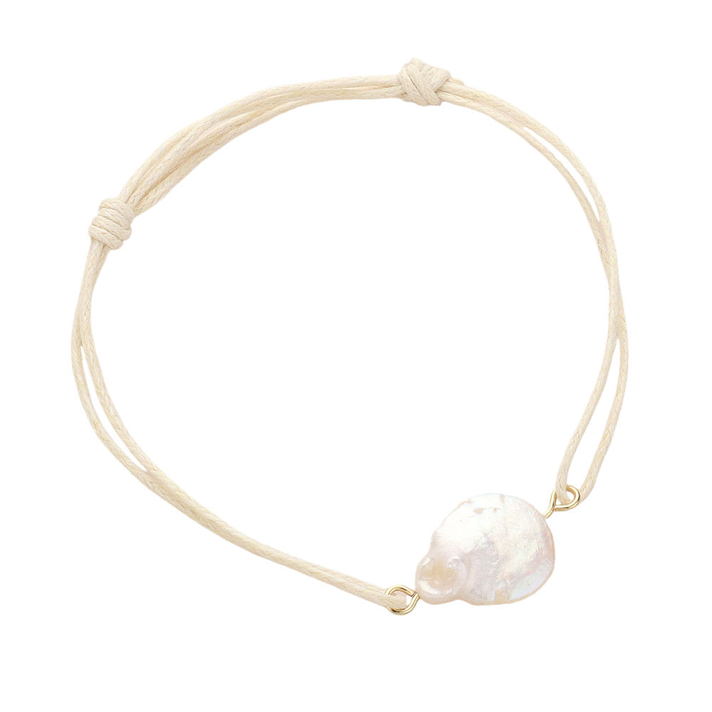 iLLASPARKZ Freshwater Pearl Pointed Waxed Thread Adjustable Bracelet