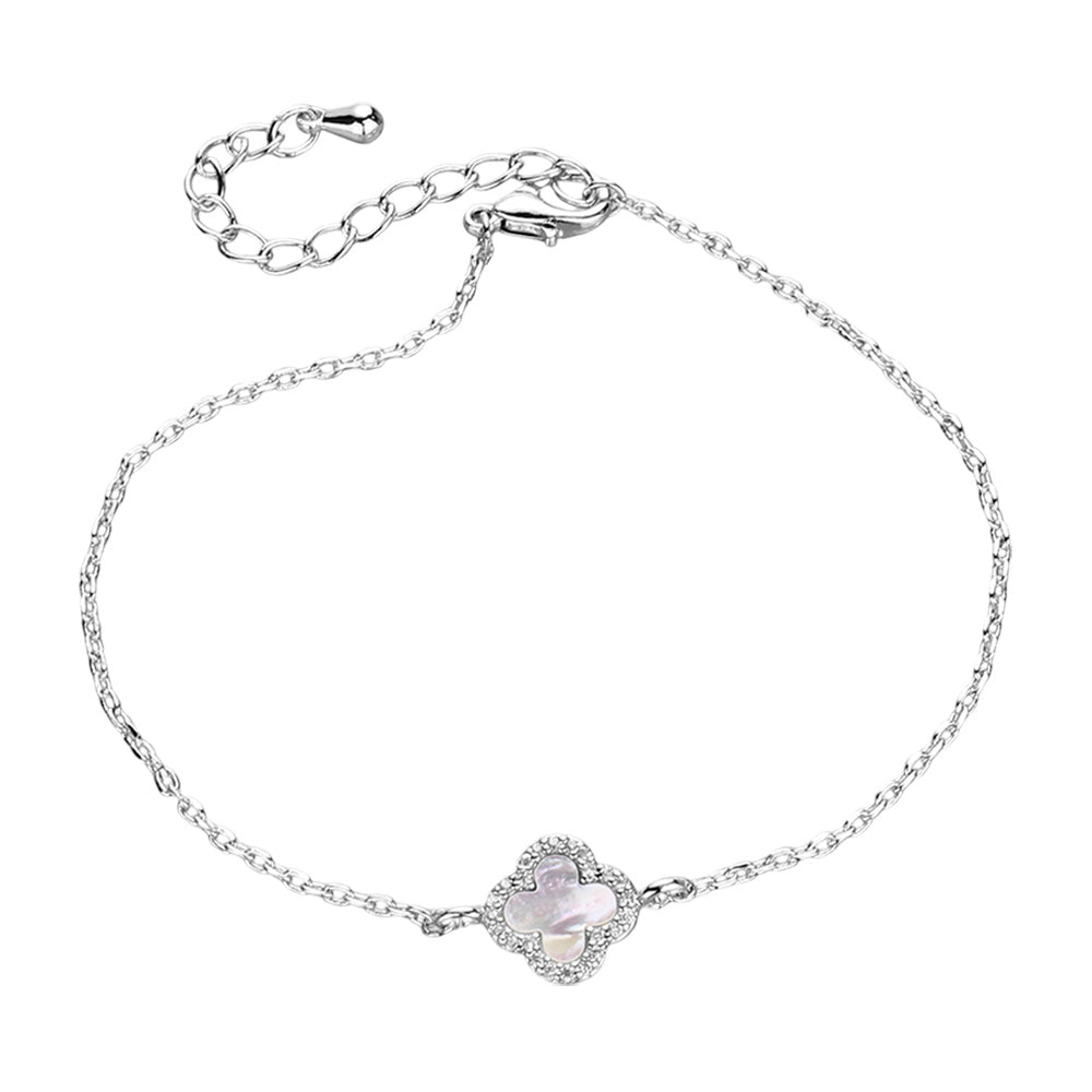 iLLASPARKZ CZ Stone Paved Mother Of Pearl Quatrefoil Pointed Bracelet