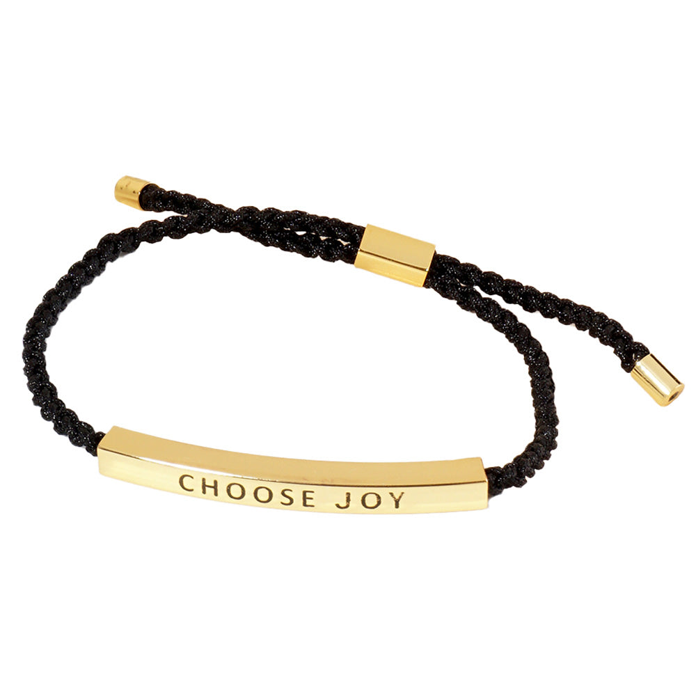 iLLASPARKZ Gold Dipped CHOOSE JOY Message Bar Pointed Rope Adjustable Cinch Pull Tie Bracelet