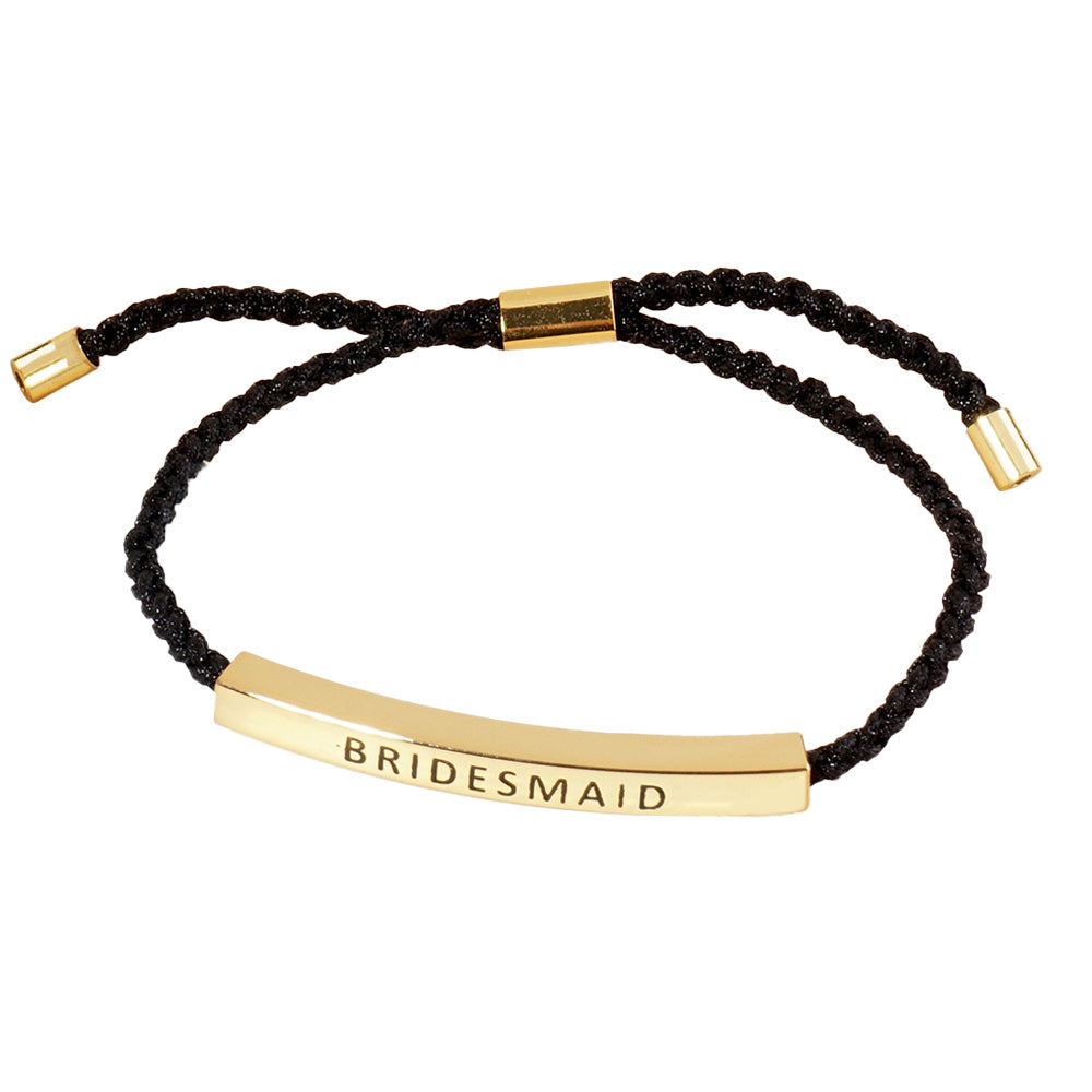 iLLASPARKZ Gold Dipped BRIDESMAID Message Bar Pointed Rope Adjustable Cinch Pull Tie Bracelet