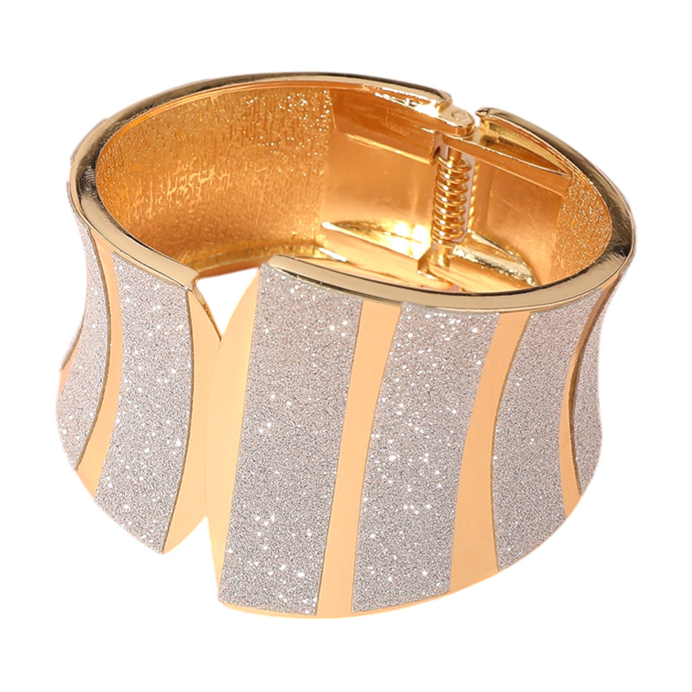 iLLASPARKZ Gold Plated Sparkle Abstract Wide Hinged Bangle Bracelet