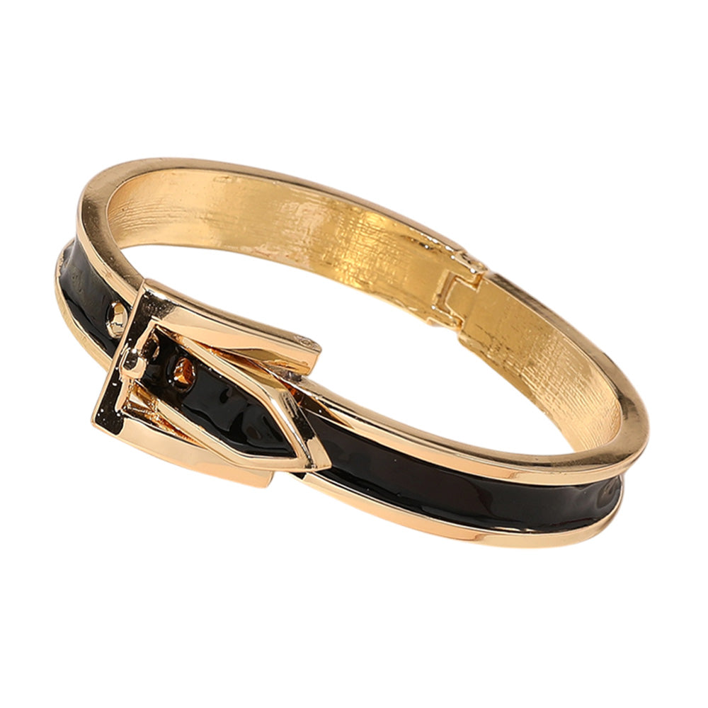 iLLASPARKZ Gold Plated Enamel Belt Hinged Bangle Bracelet