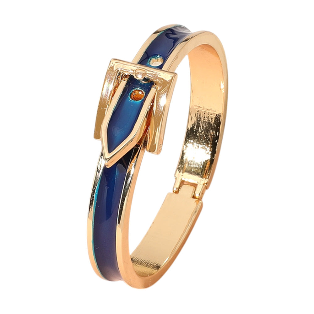 iLLASPARKZ Gold Plated Enamel Belt Hinged Bangle Bracelet