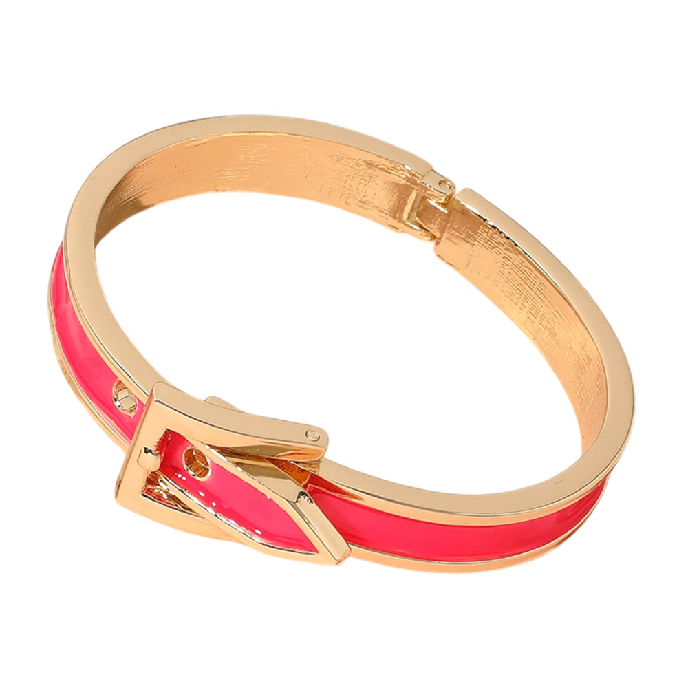 iLLASPARKZ Gold Plated Enamel Belt Hinged Bangle Bracelet