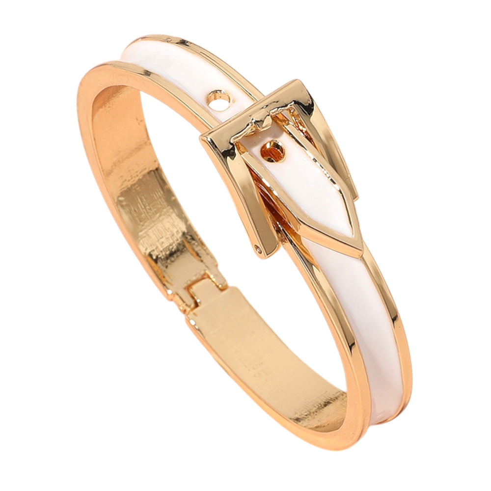 iLLASPARKZ Gold Plated Enamel Belt Hinged Bangle Bracelet