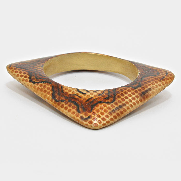 iLLASPARKZ Snakeskin Wooden Saucer Bangle Bracelet