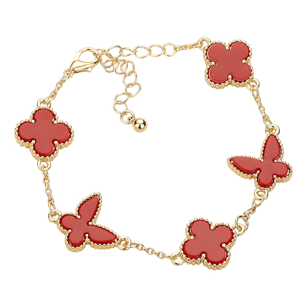 iLLASPARKZ Natural Stone Quatrefoil Butterfly Link Bracelet