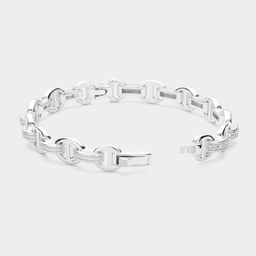 iLLASPARKZ CZ Stone Paved Link Bangle Bracelet