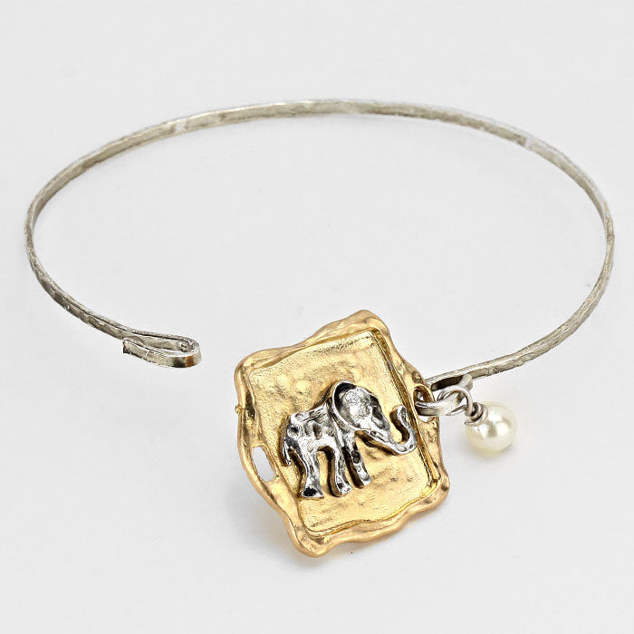 iLLASPARKZ Two Tone Elephant Pearl Bracelet