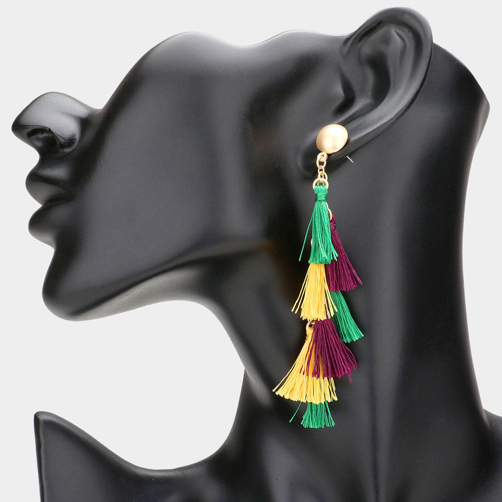 iLLASPARKZ Mardi Gras Tassel Cluster Vine Dangle Earrings