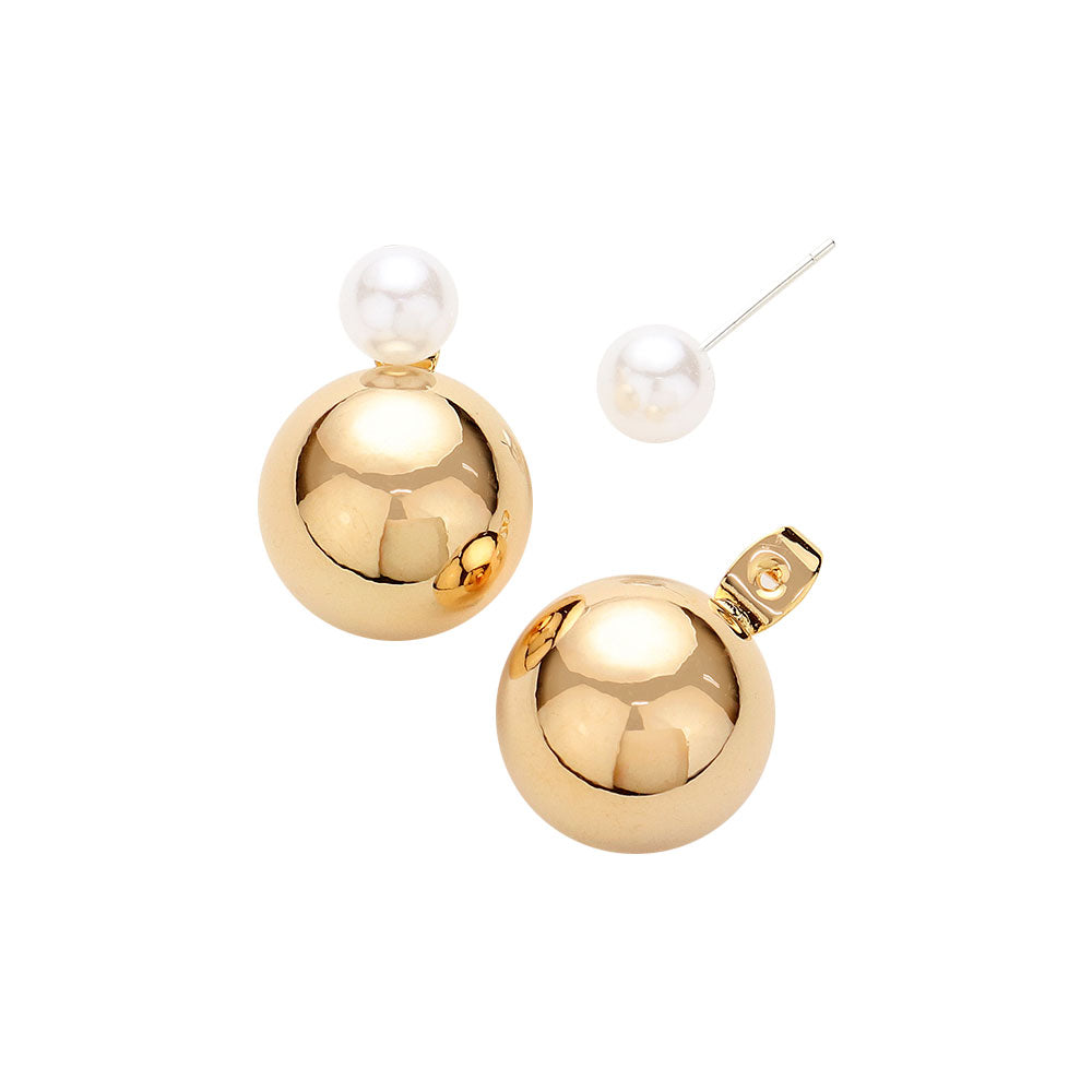 iLLASPARKZ Pearl Metal Ball Double Sided Earrings